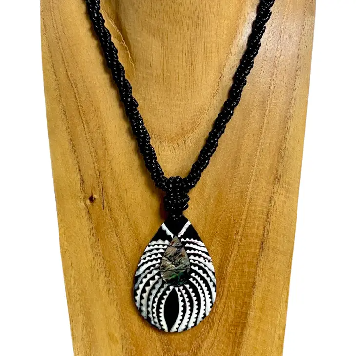Abalone and Shell Spider Teardrop Necklace - Mellow Monkey