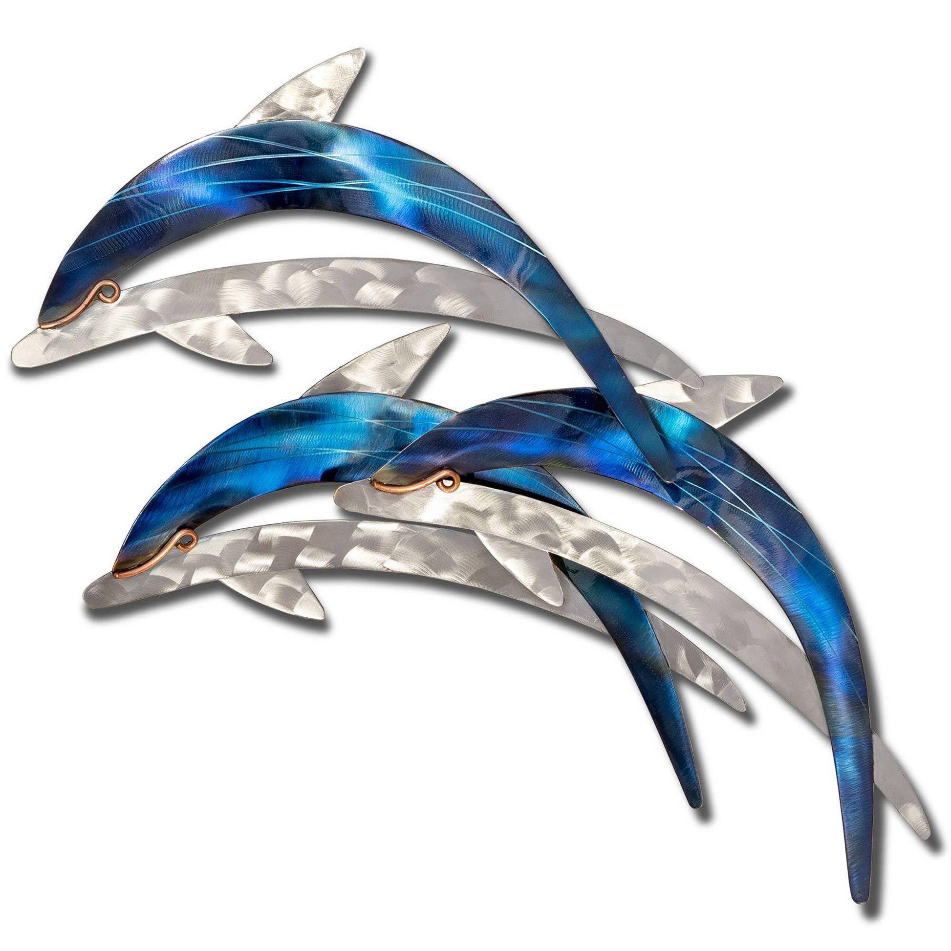 Dolphins School of Three - Metal Wall Art - 18-in - Mellow Monkey