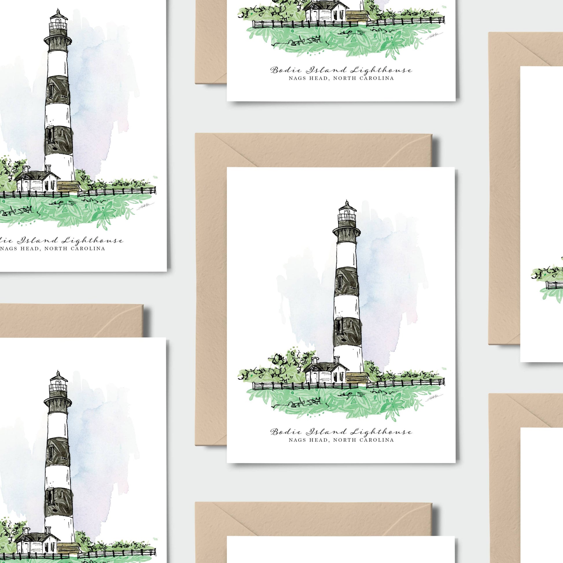 Bodie Island Lighthouse Single Notecard-NC Coast Collection - Mellow Monkey