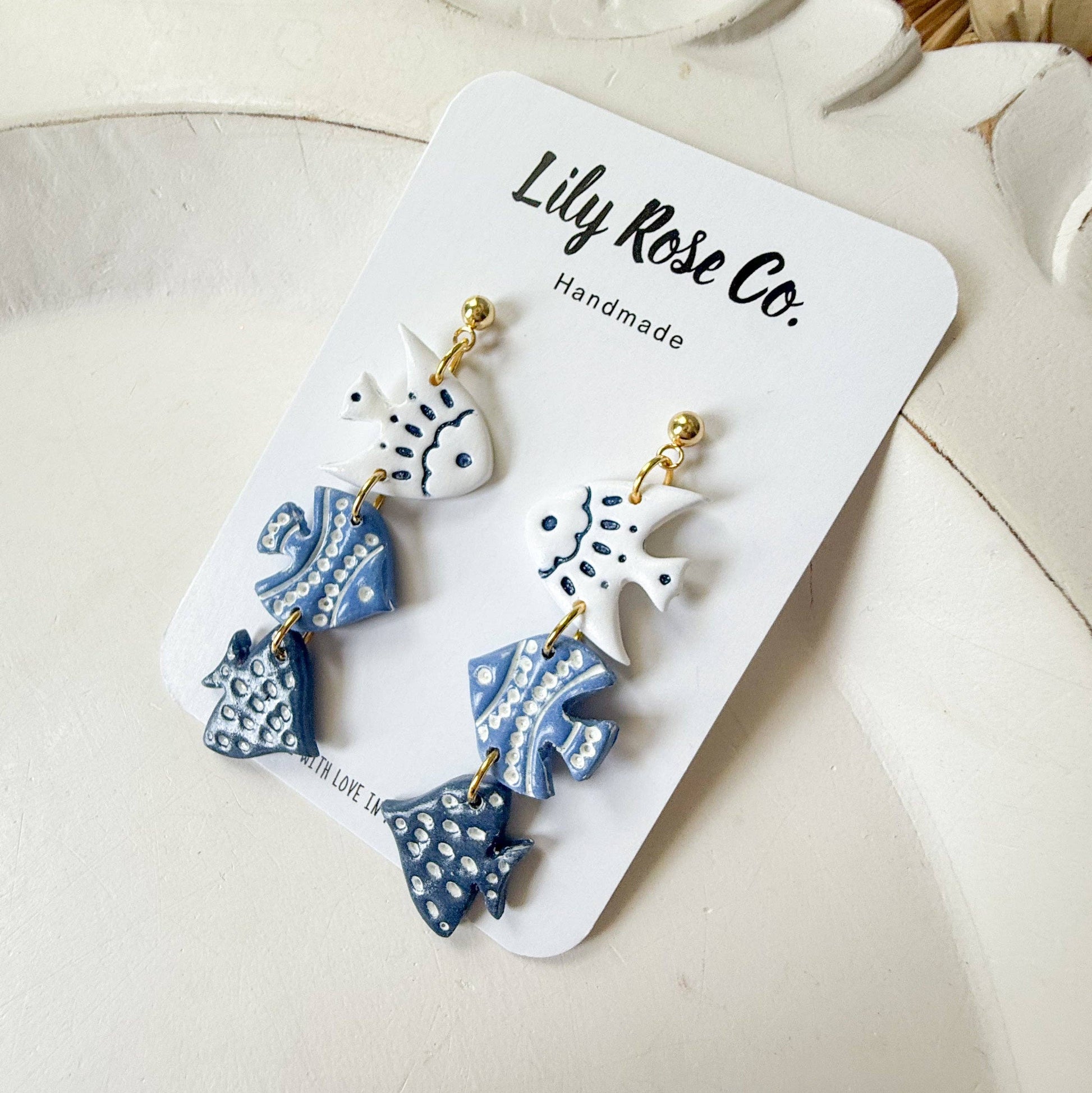 Three Tier Fish Clay Earrings - Mellow Monkey