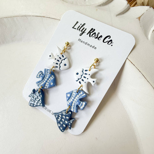 Three Tier Fish Clay Earrings