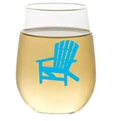 Adirondack Chair (Blue / Orange) - Shatterproof Stemless Wine Glass - 2-pk - Mellow Monkey