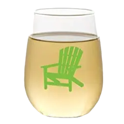 Adirondack Chair (Green / Pink) - Shatterproof Stemless Wine Glass - 2-pk - Mellow Monkey