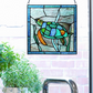 Tommy the Green Sea Turtle Stained Glass Window Pane - 10-1/2-in - Mellow Monkey
