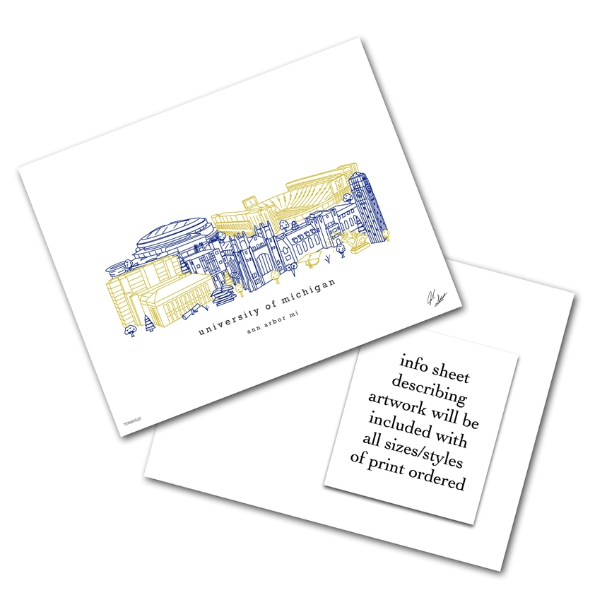 University of Michigan Minimalist Art Print - 8x10-in - Mellow Monkey