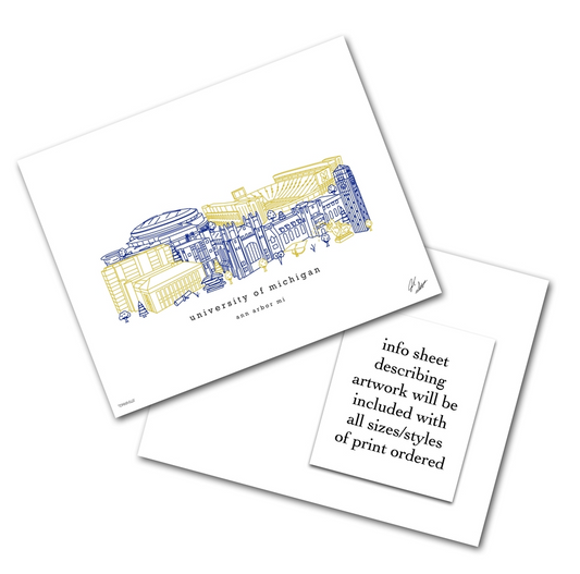 University of Michigan Minimalist Art Print - 8x10-in - Mellow Monkey