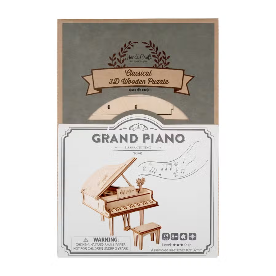 Grand Piano: 3D Laser Cut Wooden Puzzle Rolife Hands Craft TG402