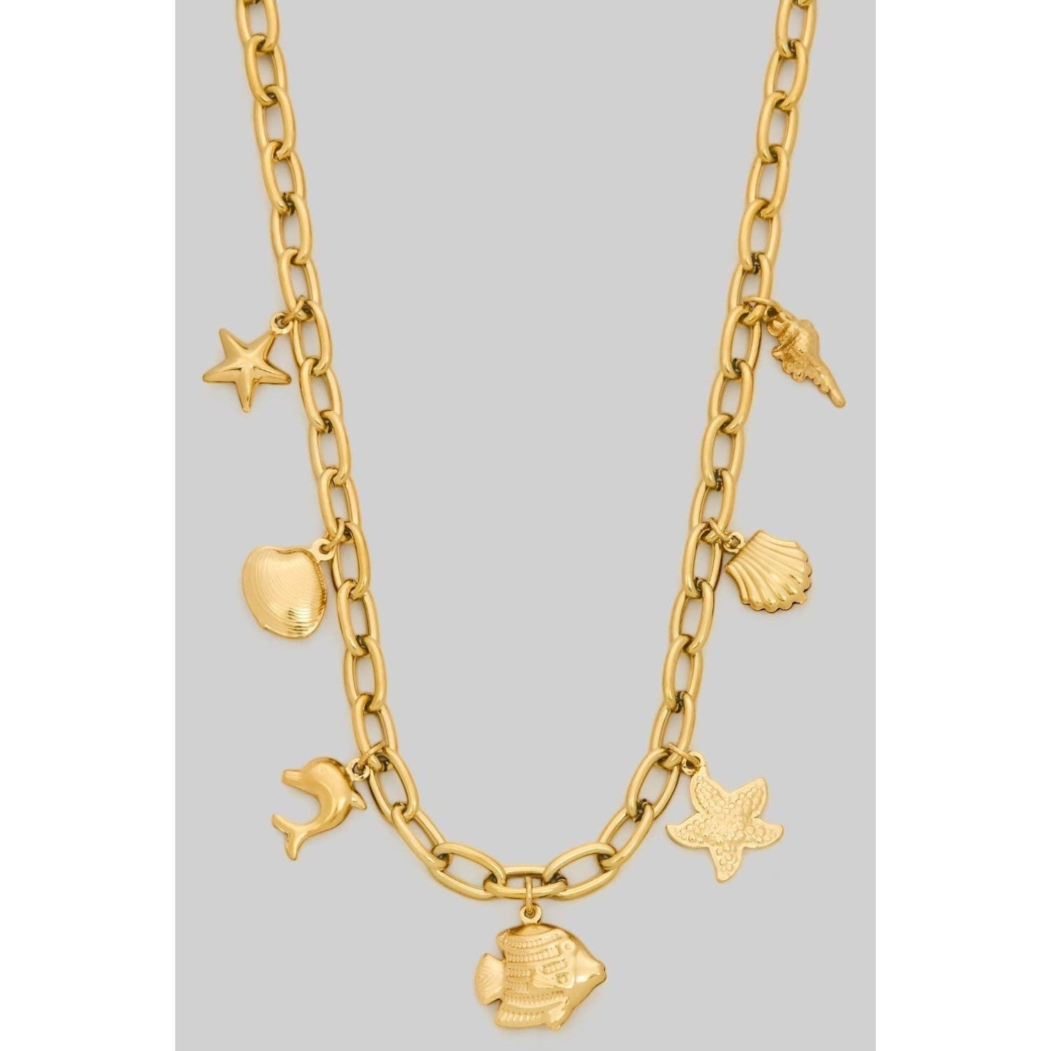 Sea Life Charm Chain Necklace - 18k Gold Dipped - Mellow Monkey