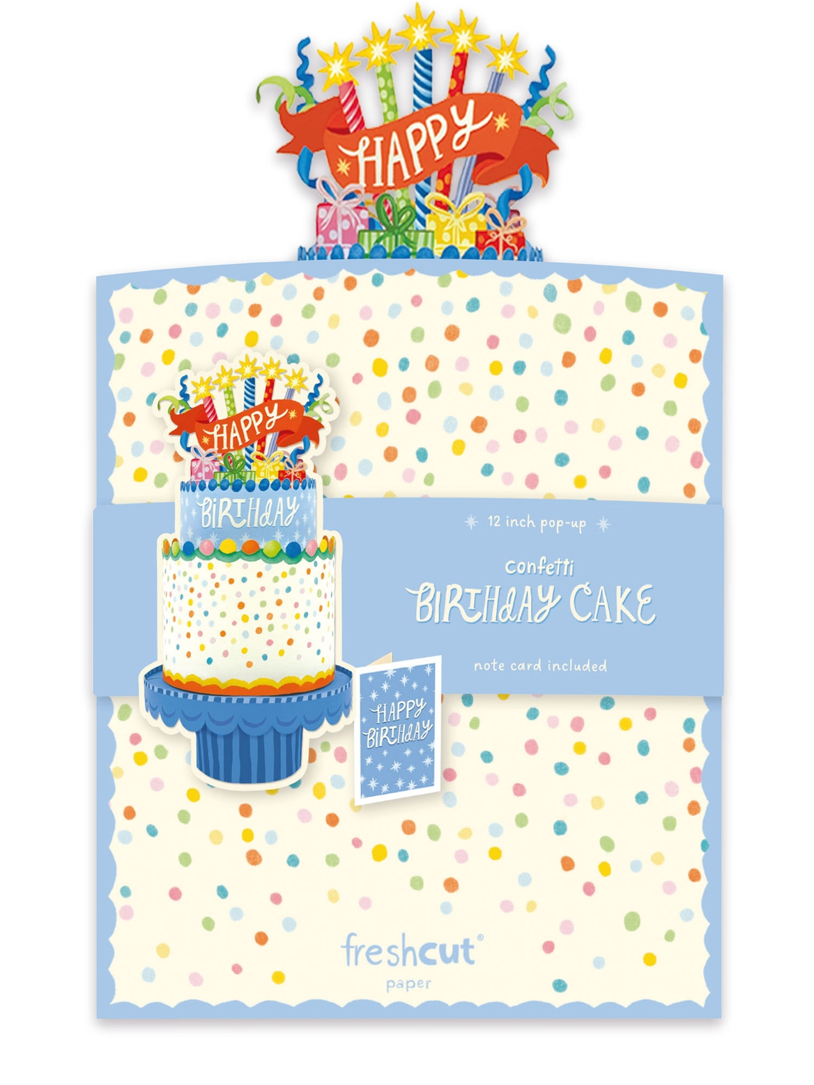 Freshcut Paper Confetti Birthday Cake Pop-Up Greeting Card - Mellow Monkey
