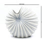 Palm - Handcrafted Porcelain Vase - White with Blue Stripes - 8.6 x 5 x 7.6 in - Mellow Monkey