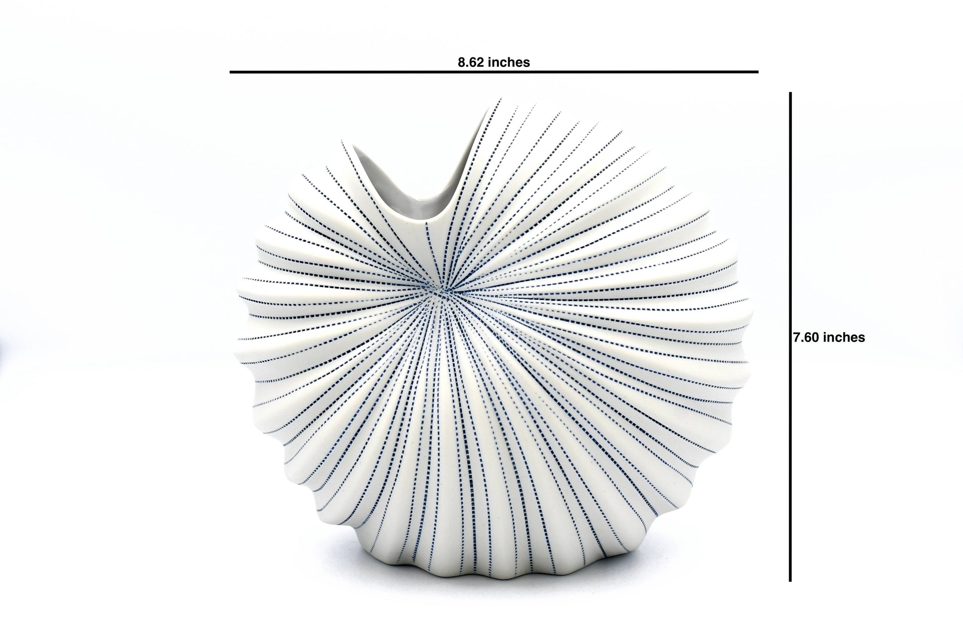 Palm - Handcrafted Porcelain Vase - White with Blue Stripes - 8.6 x 5 x 7.6 in - Mellow Monkey