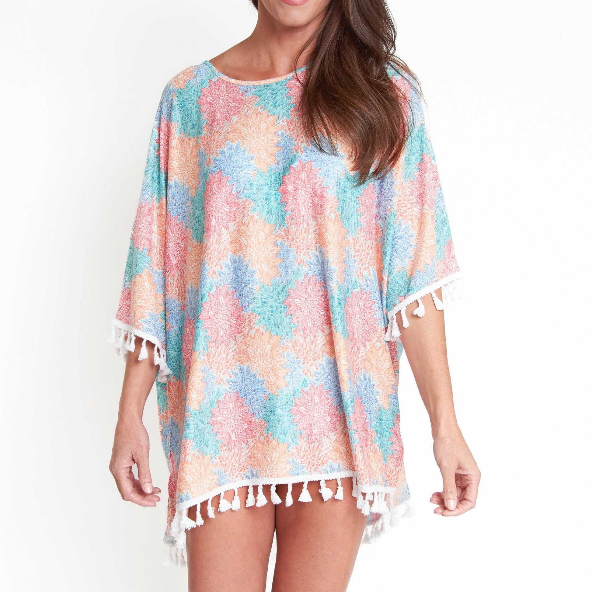 Elsie Fire Mandala One Size Fringe Swim Beach Cover Up - Mellow Monkey