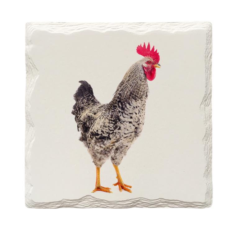 Farmhouse Rooster - Ceramic Connecticut Coaster - 4-1/4-in - Mellow Monkey