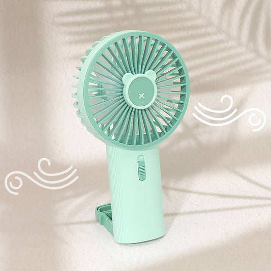 Portable Handheld USB Rechargeable Mini Fan - Aqua Green - Mellow Monkey