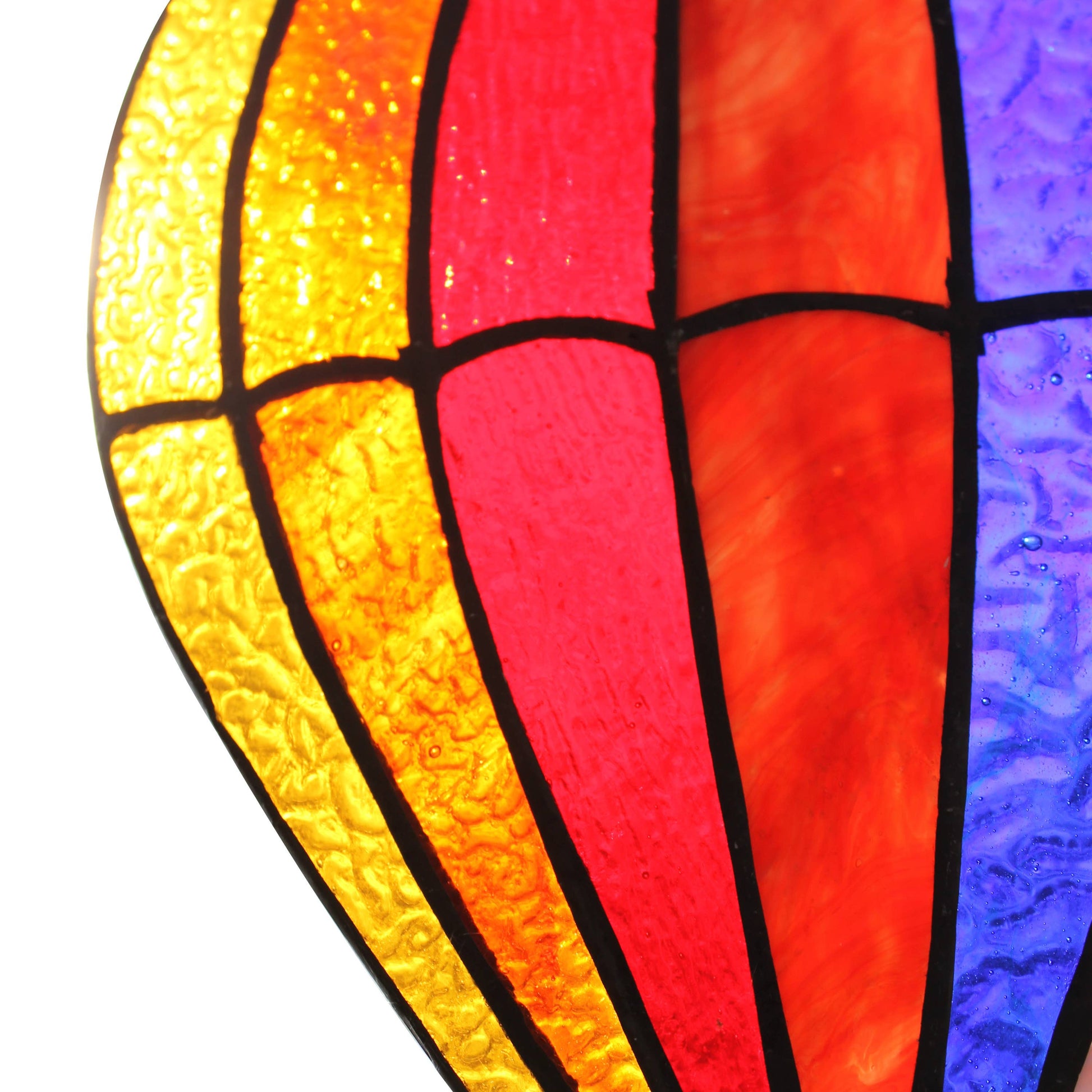 Otis Red Hot Air Balloon Stained Glass Window Panel - 11-in - Mellow Monkey