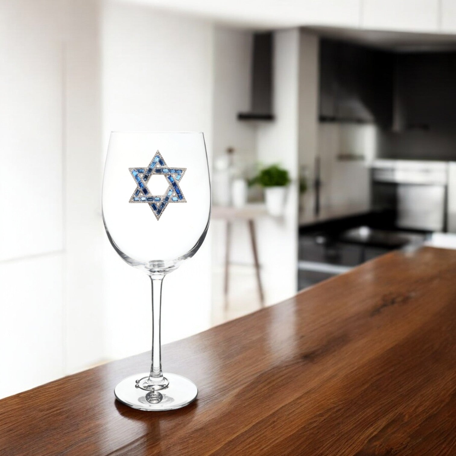 Star of David Jeweled Stemmed Wine Glass - Mellow Monkey