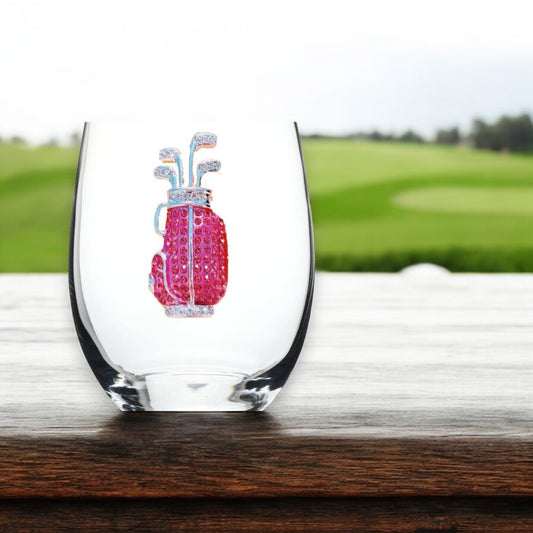 Golf Bag Jeweled Stemless Wine Glass - Mellow Monkey