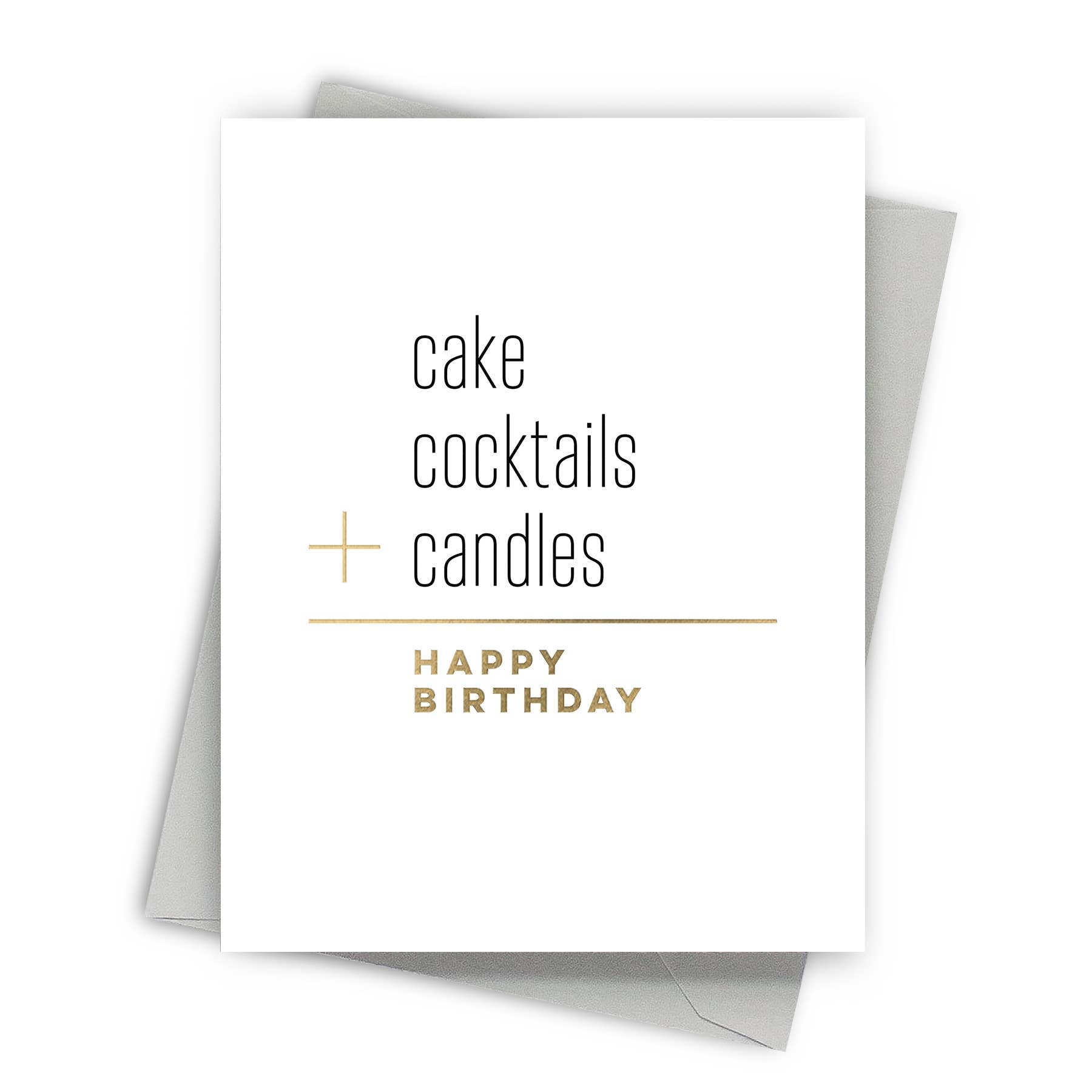 Cake and Cocktails – Foil-Pressed Birthday Card - Mellow Monkey
