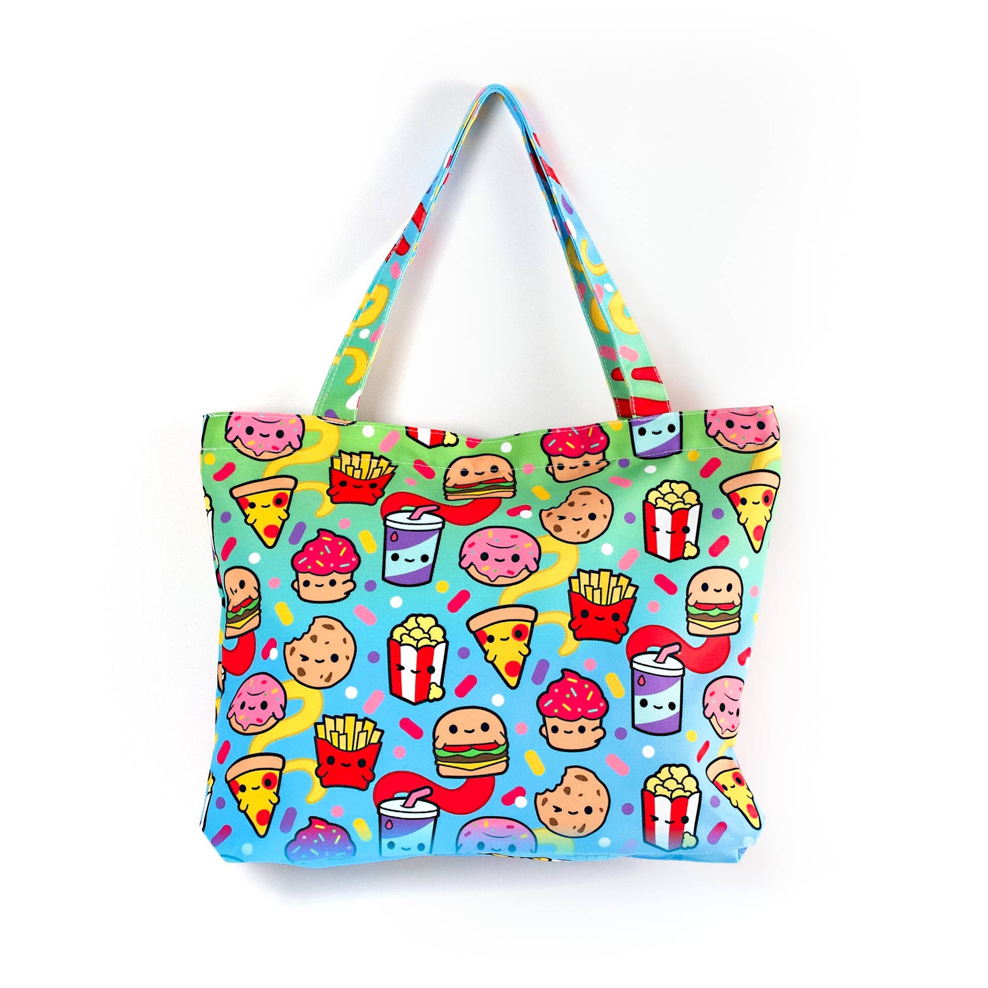 Junk Food Tote Bag - Zippered Pocket - Washable - Mellow Monkey