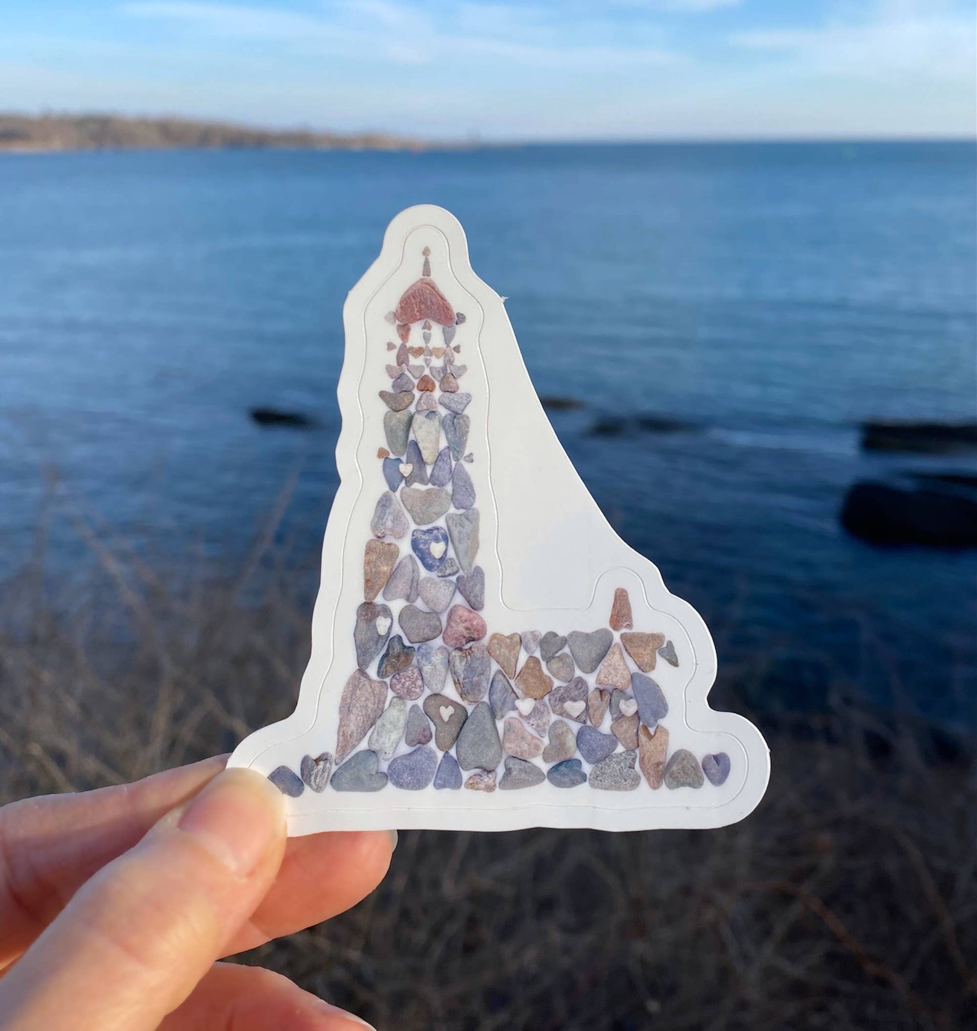 lighthouse Heart Shaped Rocks Vinyl Decal / Sticker - Mellow Monkey