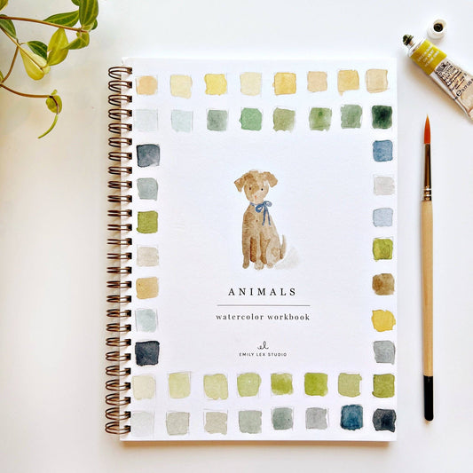 Animals - Watercolor Workbook with Water Color Paint Set and Brush - Mellow Monkey