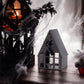 Black Metal Haunted House Halloween Décor With Cat And Witch - 8-1/4-in Tall - Mellow Monkey