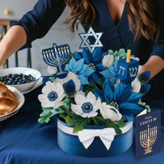 Freshcut Hanukkah Wishes Pop-Up Bouquet and Greeting Card - Mellow Monkey