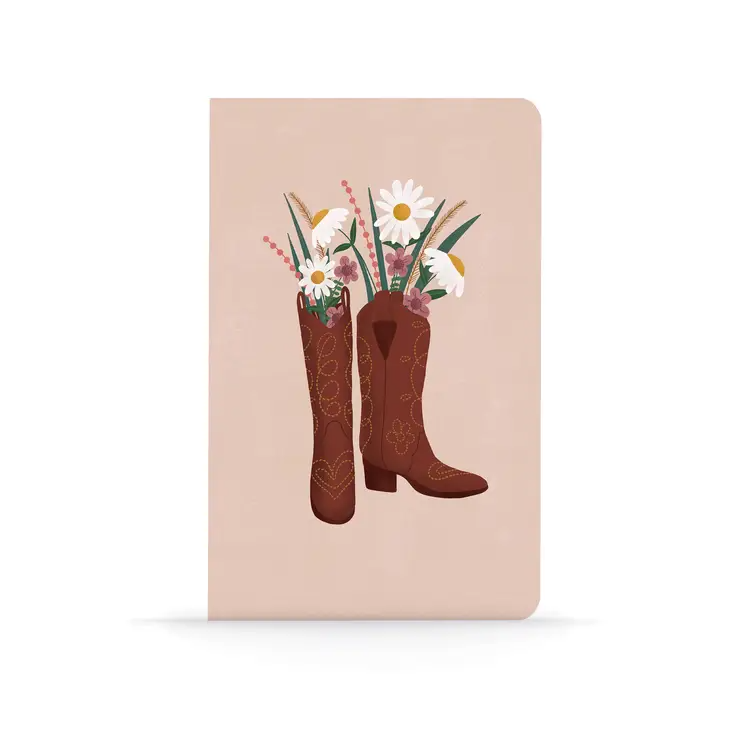 Denik Boots & Flowers - Classic Layflat Notebook Journal - 8-1/4-in - Mellow Monkey
