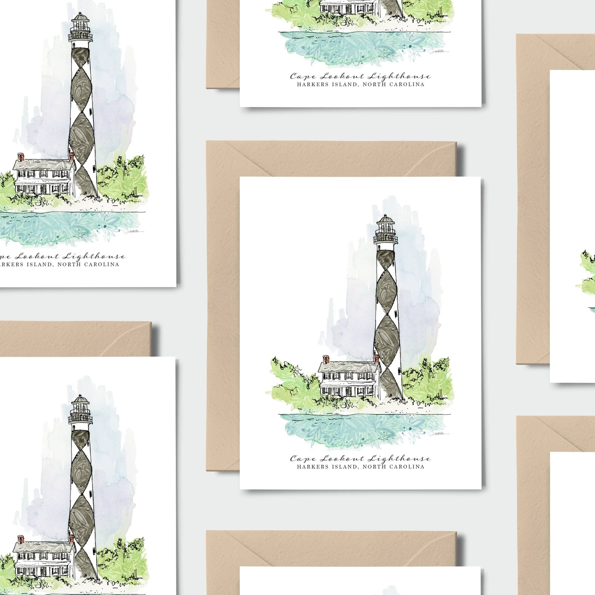Cape Lookout Lighthouse Single Notecard-NC Coast Collection - Mellow Monkey