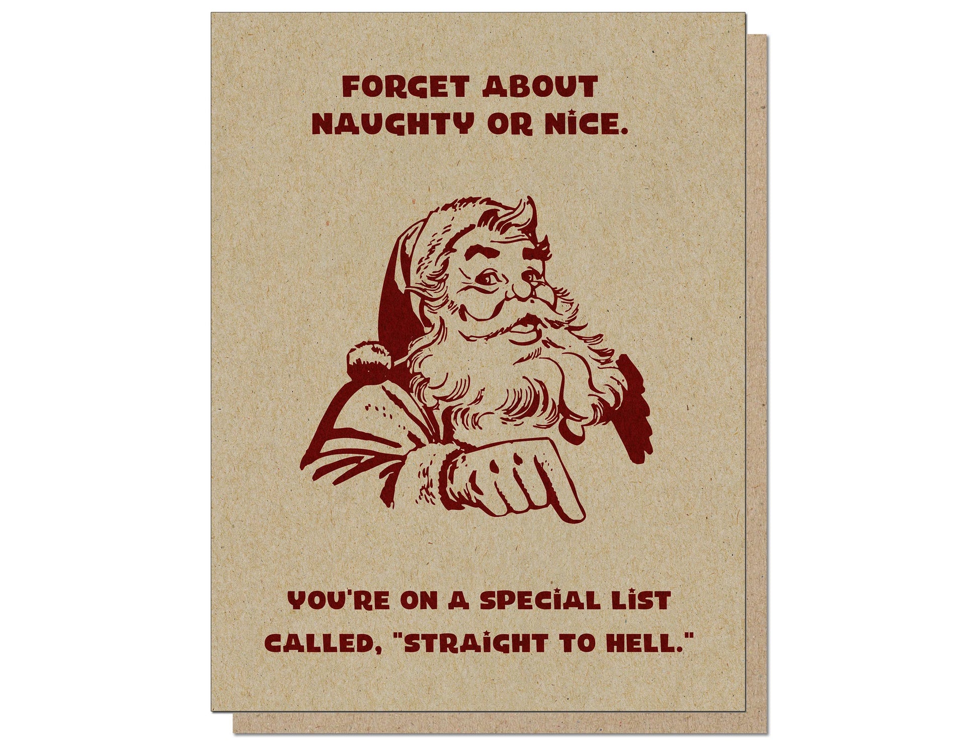 Straight to Hell Santa Card - Holiday Greeting Card - Mellow Monkey