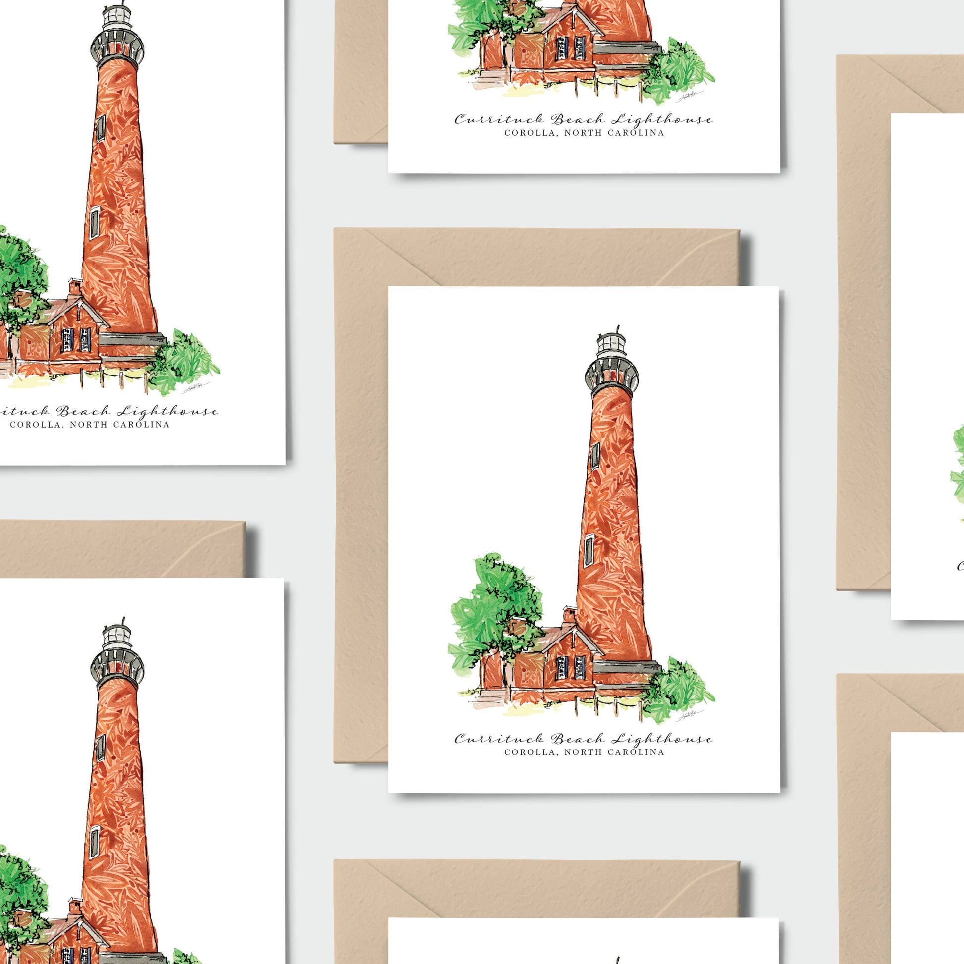 Currituck Beach Lighthouse Single Notecard-NC Coast Collect. - Mellow Monkey