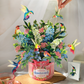 FreshCut Hummimgbird Oasis - Pop-Up Flower Bouquet Greeting Card - Mellow Monkey