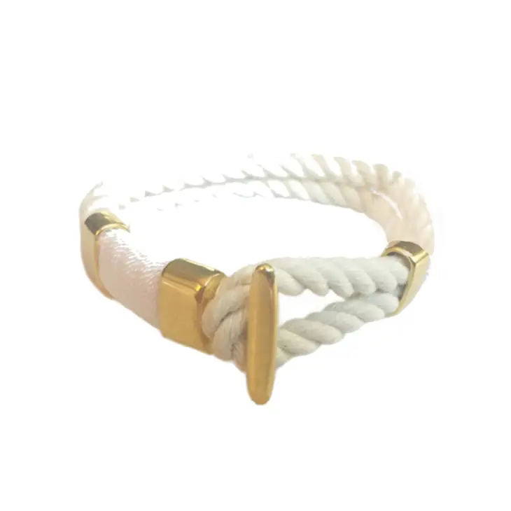 White and Gold Mariner Style Nautical Rope Bracelet - Mellow Monkey