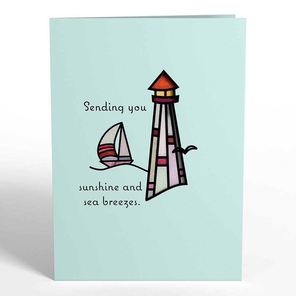 Sunshine and Sea Breezes Lighthouse Suncatcher Card - Mellow Monkey
