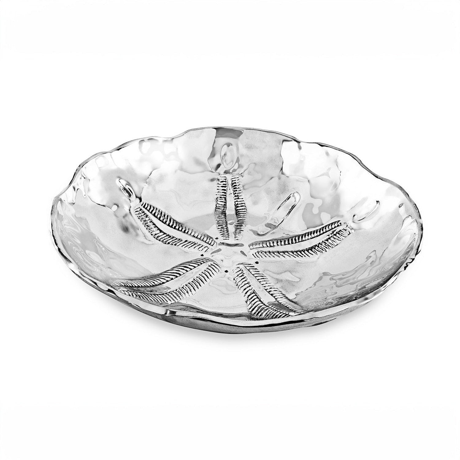 Mellow Monkey OCEAN Sand Dollar Large Bowl in silver aluminum alloy, 12.5-in.