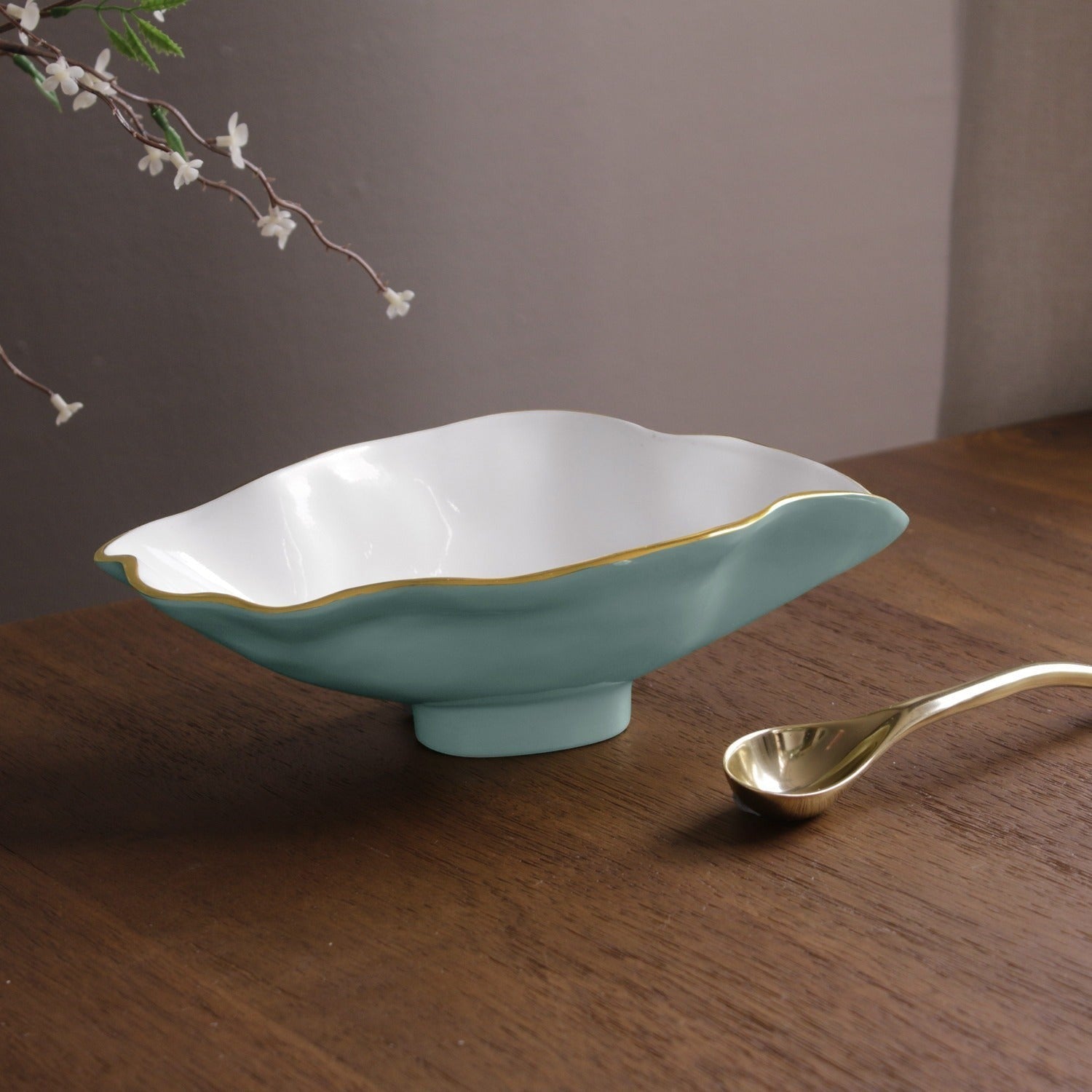 ENCANTO Claire Small Oval Bowl with Spoon (Turquoi