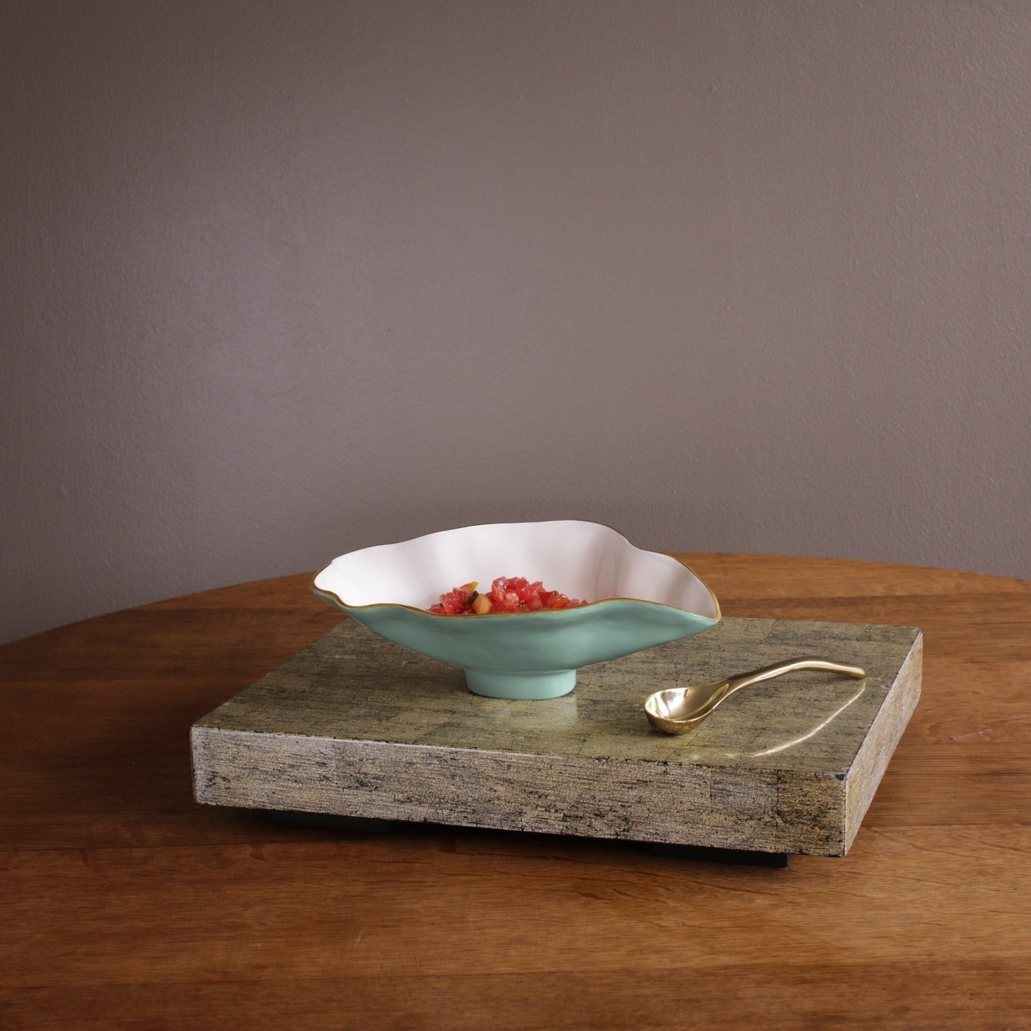 ENCANTO Claire Small Oval Bowl with Spoon (Turquoi