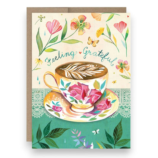 Feeling Grateful (Cappuccino) - Thank You Greeting Card - Mellow Monkey