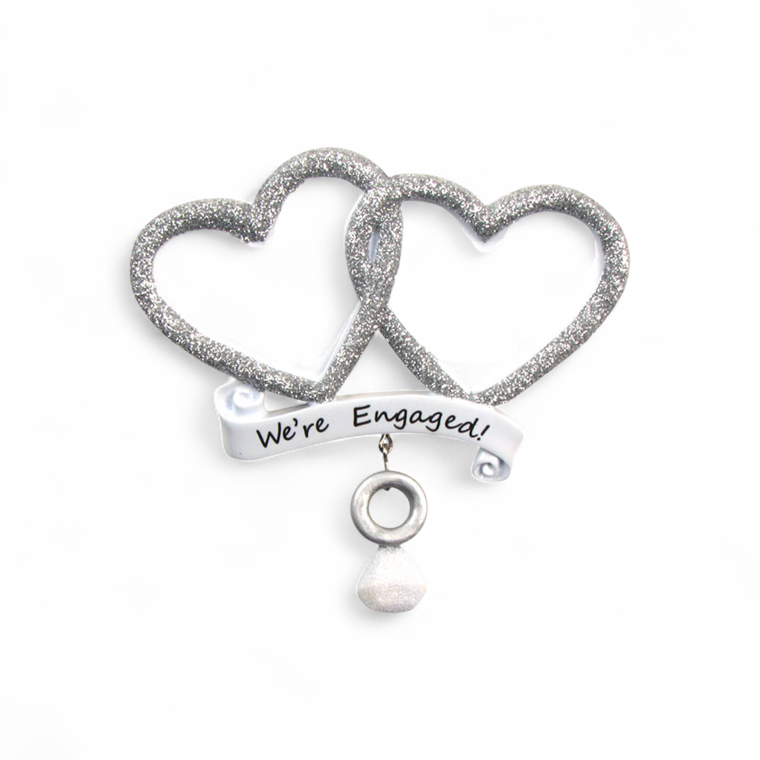 We're Engaged! Hearts Personalized Ornament - Mellow Monkey