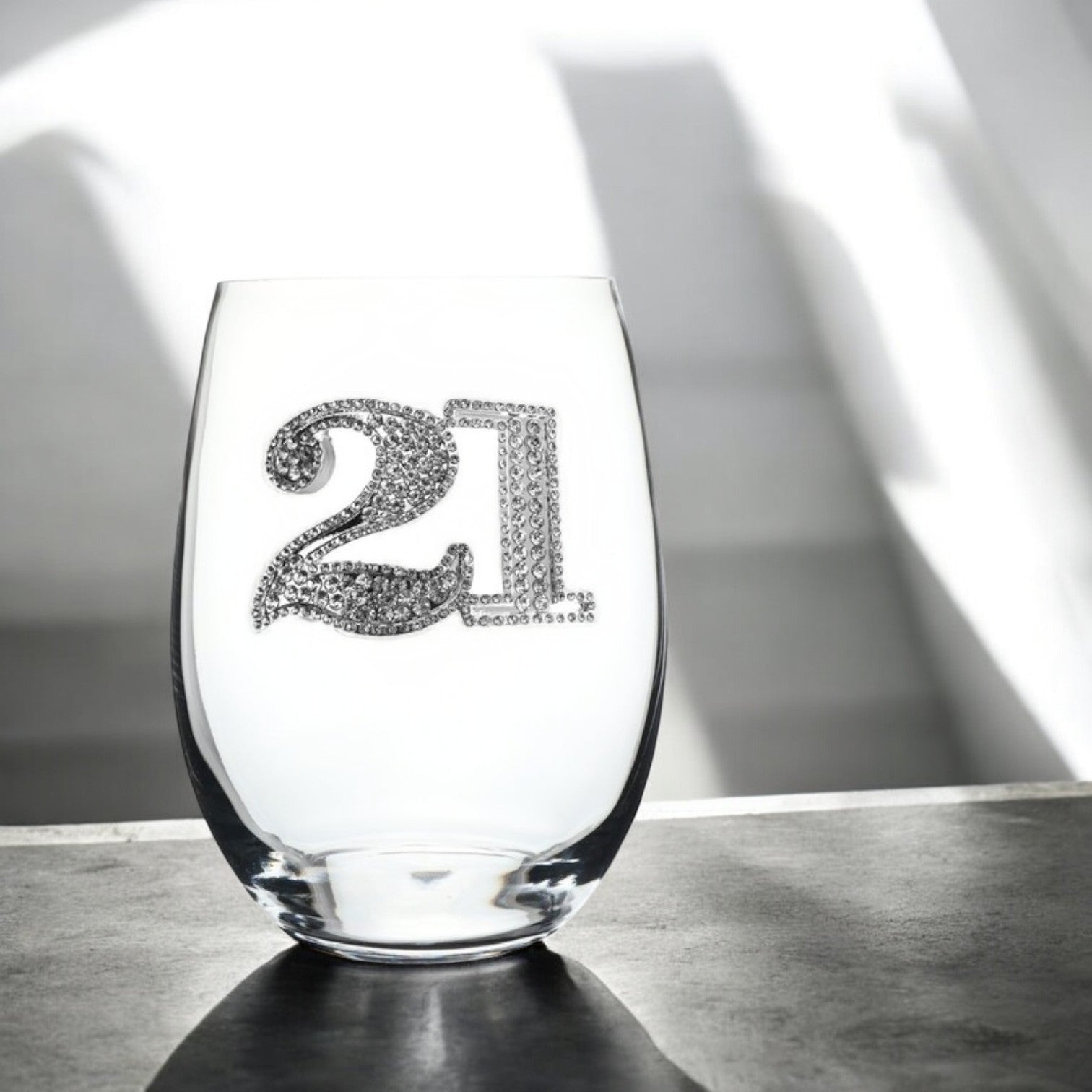 21st Birthday Jeweled Stemless Wine Glass - Mellow Monkey