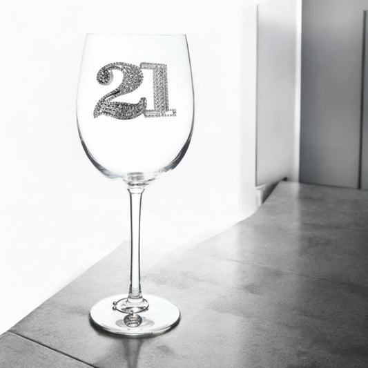 21st Birthday Jeweled Stemmed Wine Glass