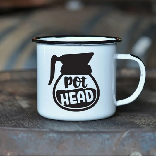 Pot Head - Enamel Mug - 16 oz - Mellow Monkey