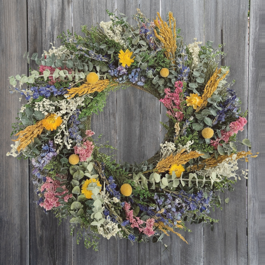 Cape May Dried Floral Wreath - 18-in - Mellow Monkey