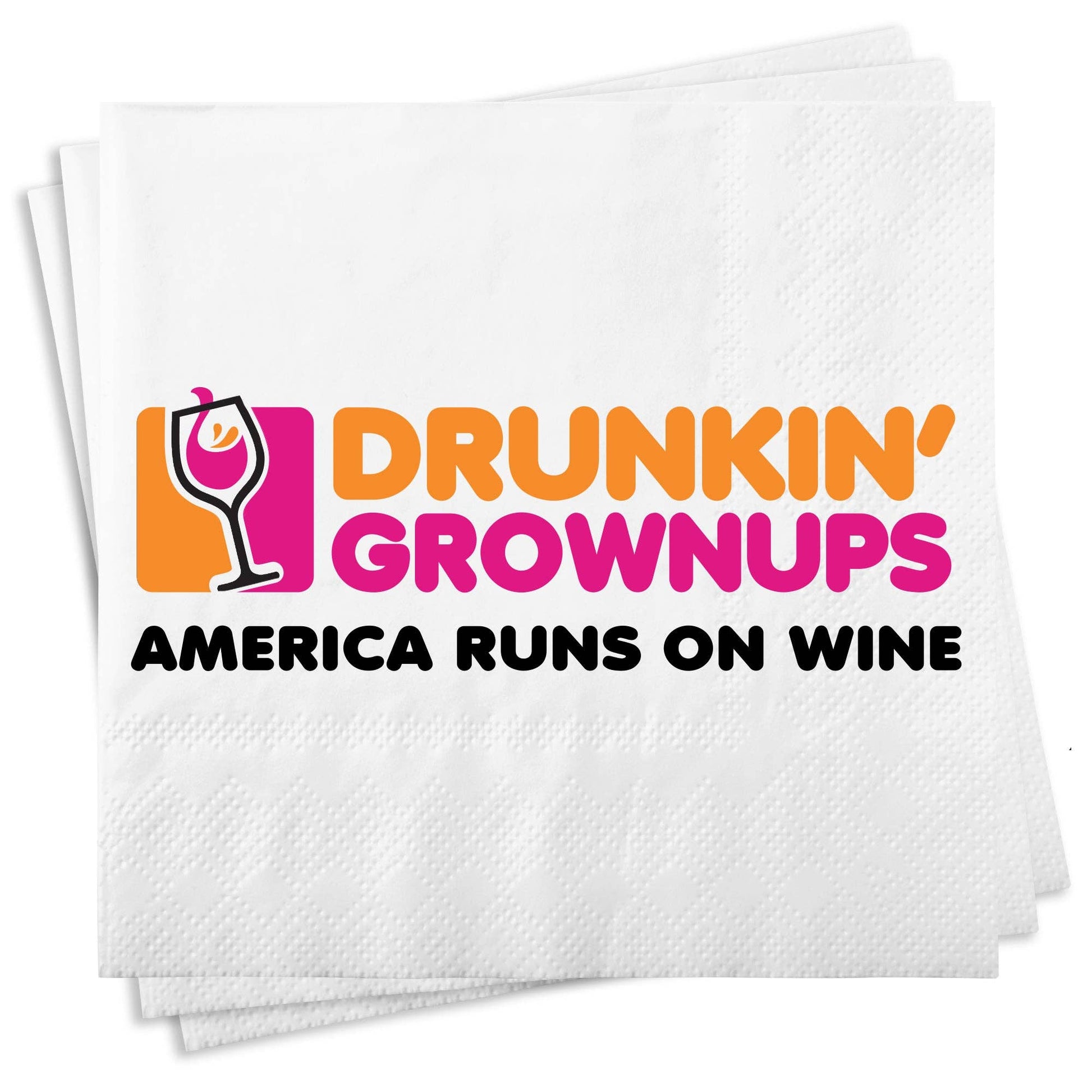 Drunkin Grownups. America Runs On Wine - Cocktail Napkins - 25-ct - Mellow Monkey