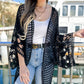 Black Floral Crochet Wide Sleeve Knitted Kimono Cardigan - Mellow Monkey