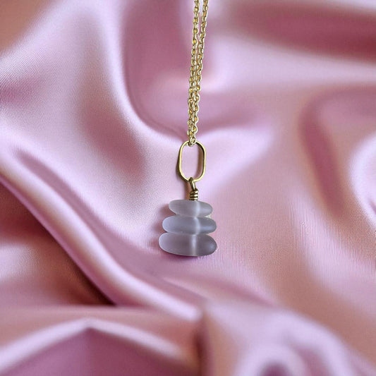 Purple - Gold Sea Glass Necklace - Mellow Monkey