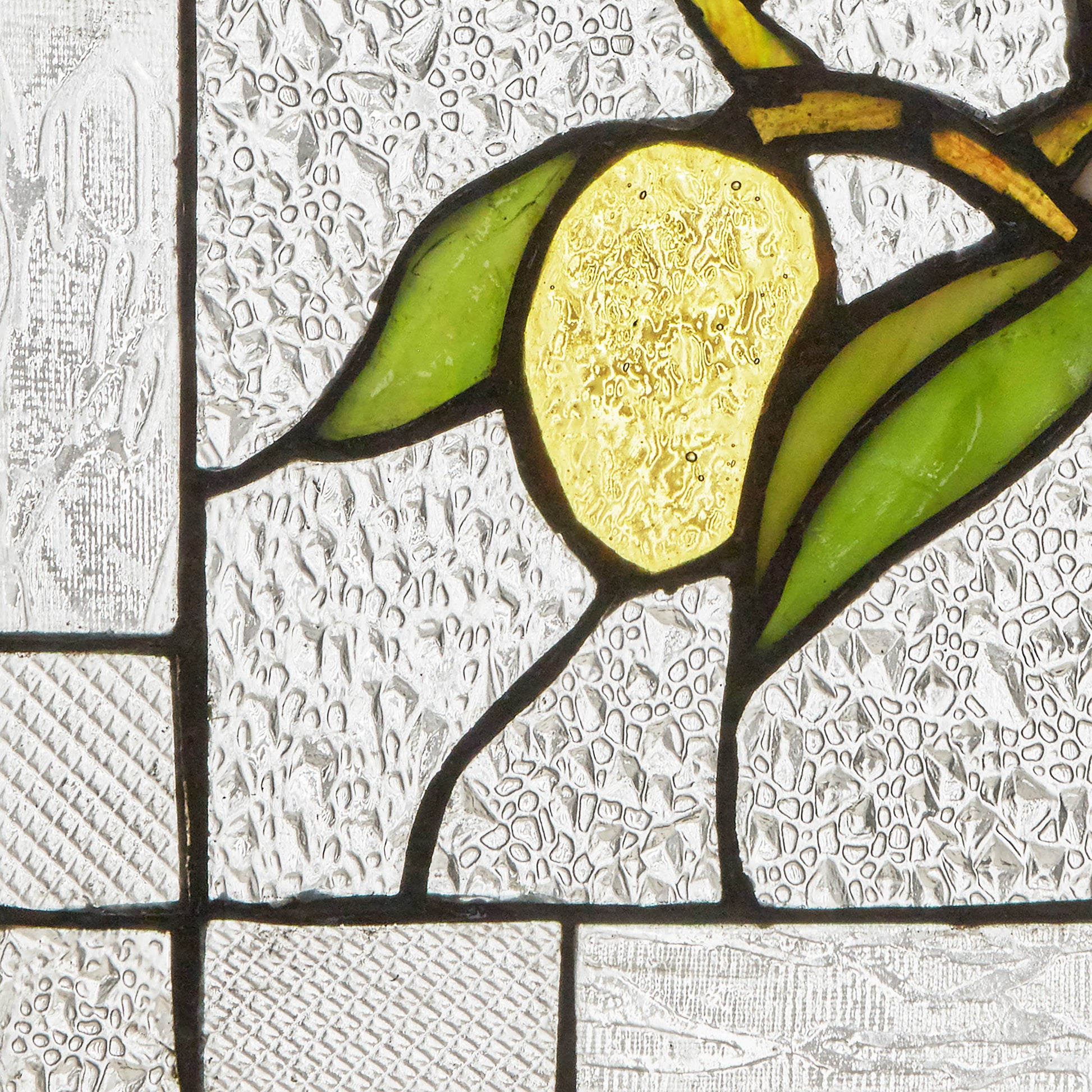Birds in a Lemon Tree Stained Glass Window Panel - 14-in - Mellow Monkey
