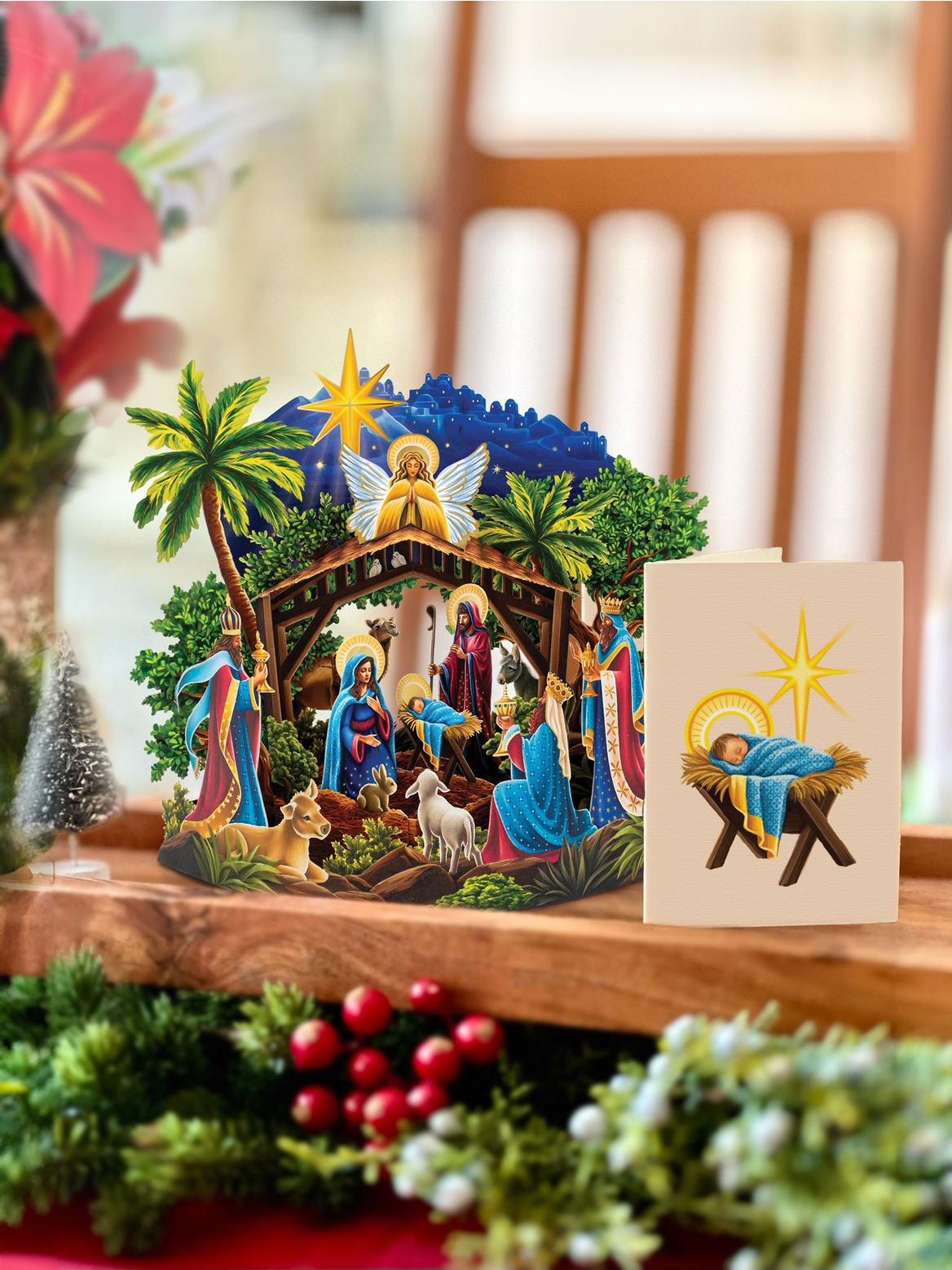 Freshcut Paper Mini Nativity Pop-Up Greeting Card - Mellow Monkey