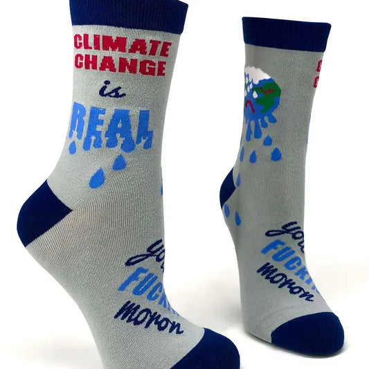 Climate Change is Real You F*ckin' Moron - Women's Crew Socks - Mellow Monkey