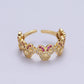 Dainty Cute Micro Pave Gold Bowed Mouse Adjustable Ring O184 - Mellow Monkey